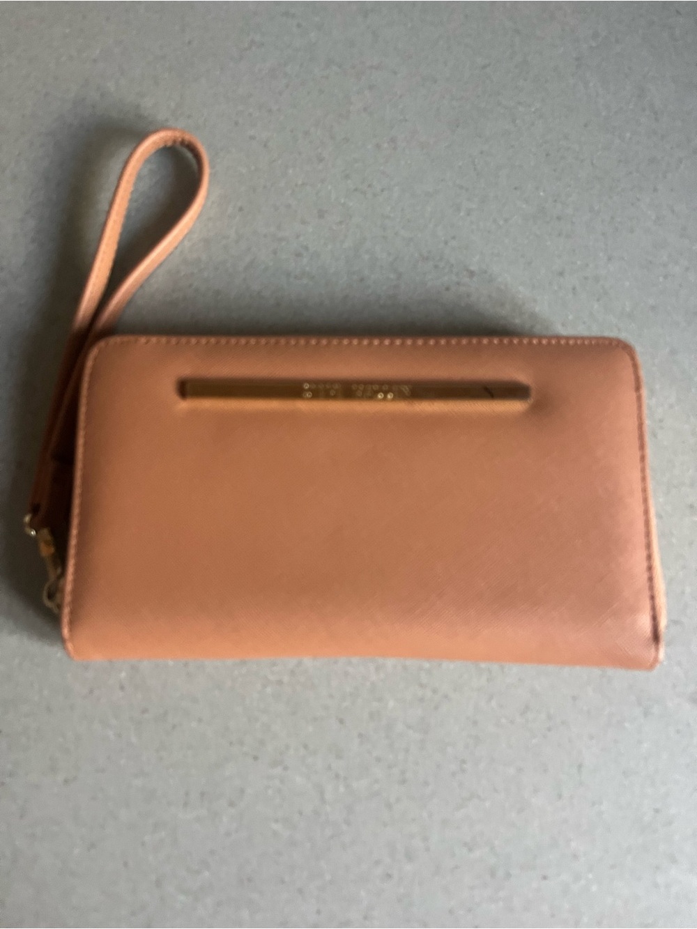 Steve Madden Peach Tan Zip-Around Wristlet Wallet NWOT